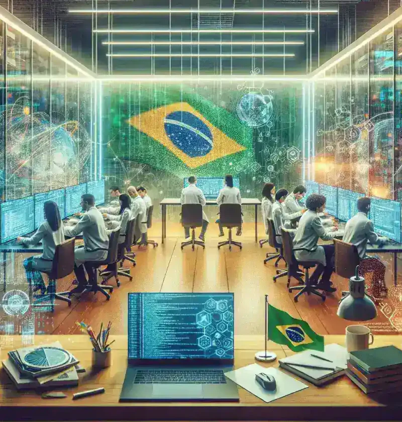 "Imagem ilustrativa do DeepSeek, uma plataforma de inteligência artificial desenvolvida no Brasil, com gráficos e dados que mostram sua capacidade de criar soluções acessíveis e inovadoras em IA."