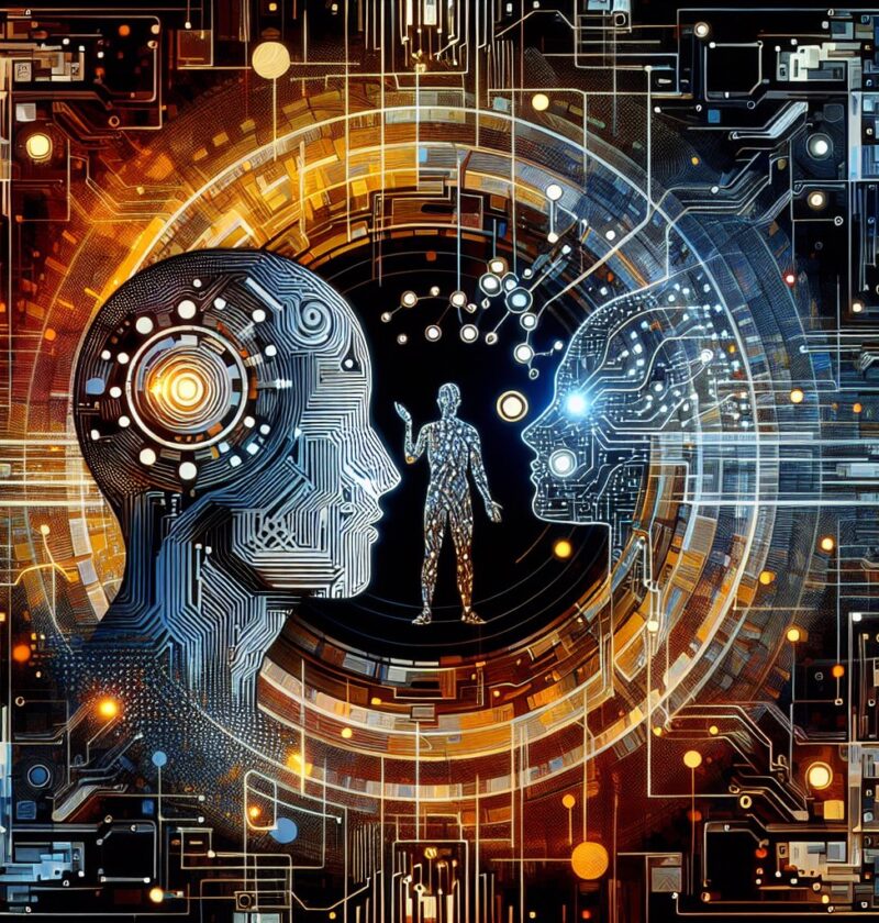 "Imagem destacando a interface do ChatGPT com elementos visuais representando a inteligência artificial e superinteligência, alinhada ao tema do artigo 'ChatGPT Contraria a Opinião de Seu Criador sobre a Superinteligência Artificial'."